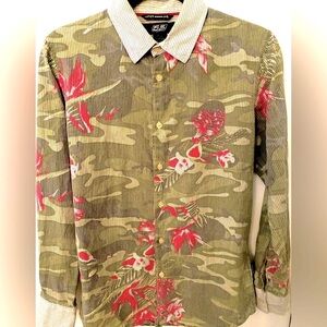 DIESEL Fiftyfive tropical print camouflage fitted long sleeve men’s shirt size S